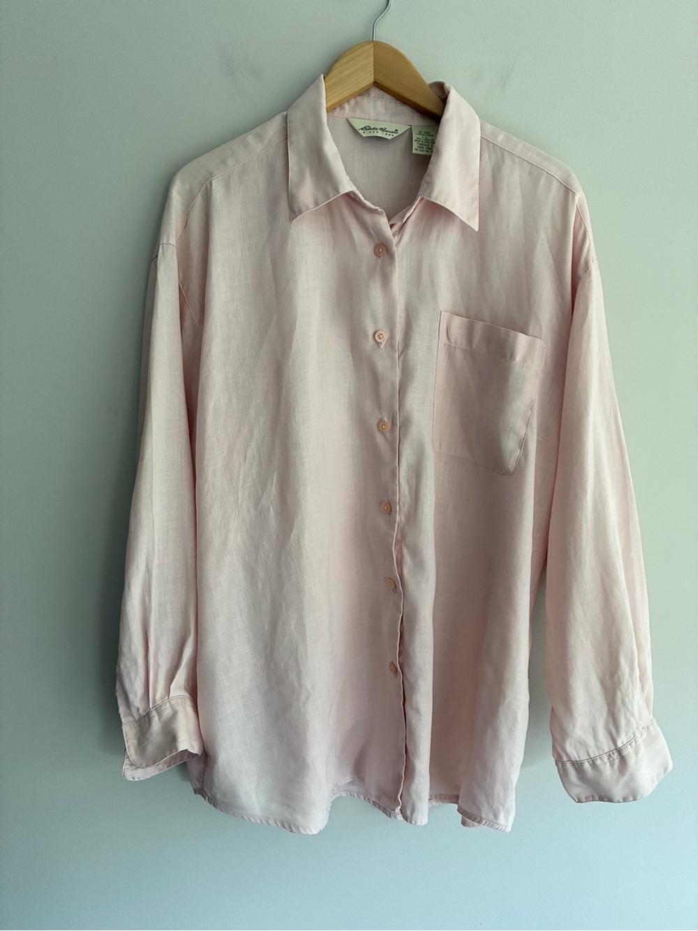 Eddie Bauer Vintage Light Pink Casual Button-Down Shirt Large